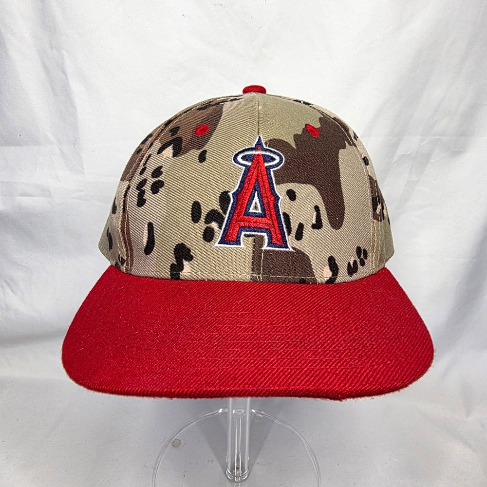 Sixth Man‎ Promotions Angels Hat Mens OSFA Camo Red MLB Baseball State Farm Cap